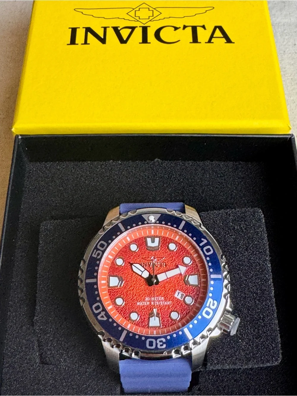 Invicta Pro Diver Orange/Blue 48mm Quartz Dive Watch 49543 NWT